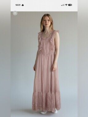King Kong Stylish Pink Ruffle Maxi Dress